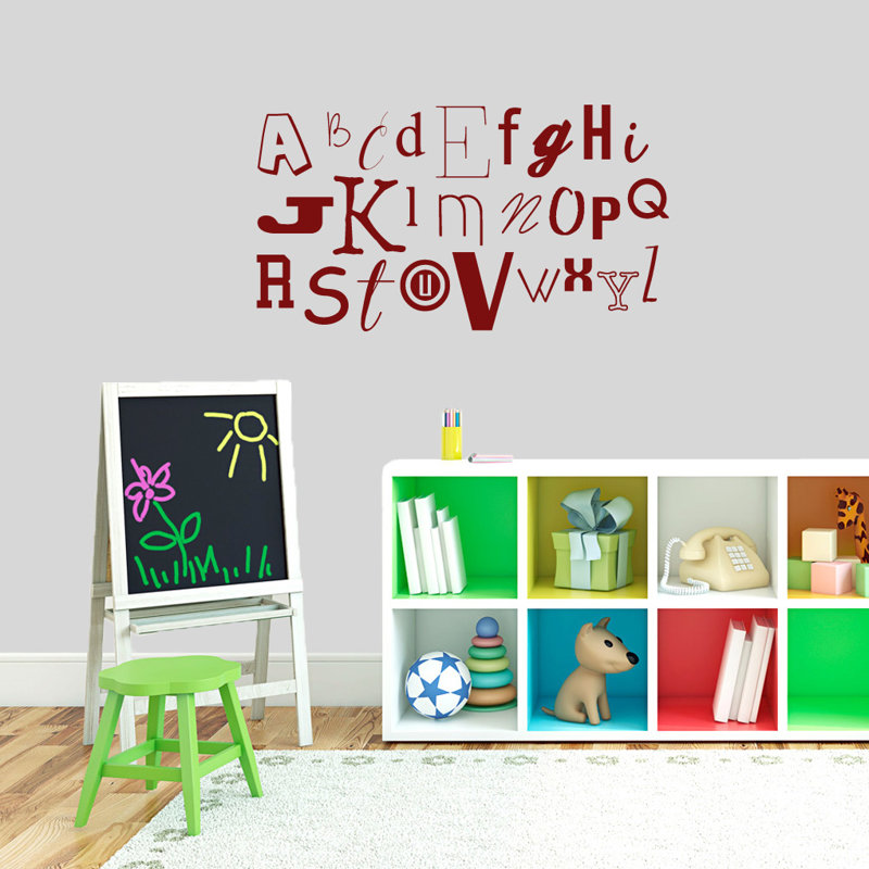 Text & Numbers Non-Wall Damaging Wall Decal, Cranberry