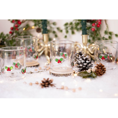 Holly Leaf Icon Glass, Set of 4
