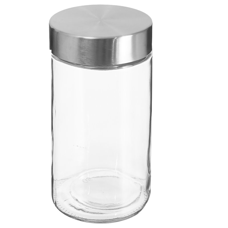 Glass Storage Jar Set 0.65L with S/Steel Lid, 22cm H x 33cm W x 11cm D
