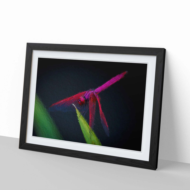 Dragonfly - Picture Frame Painting Print, 27cm H x 36cm W x 2cm D, Black Framed
