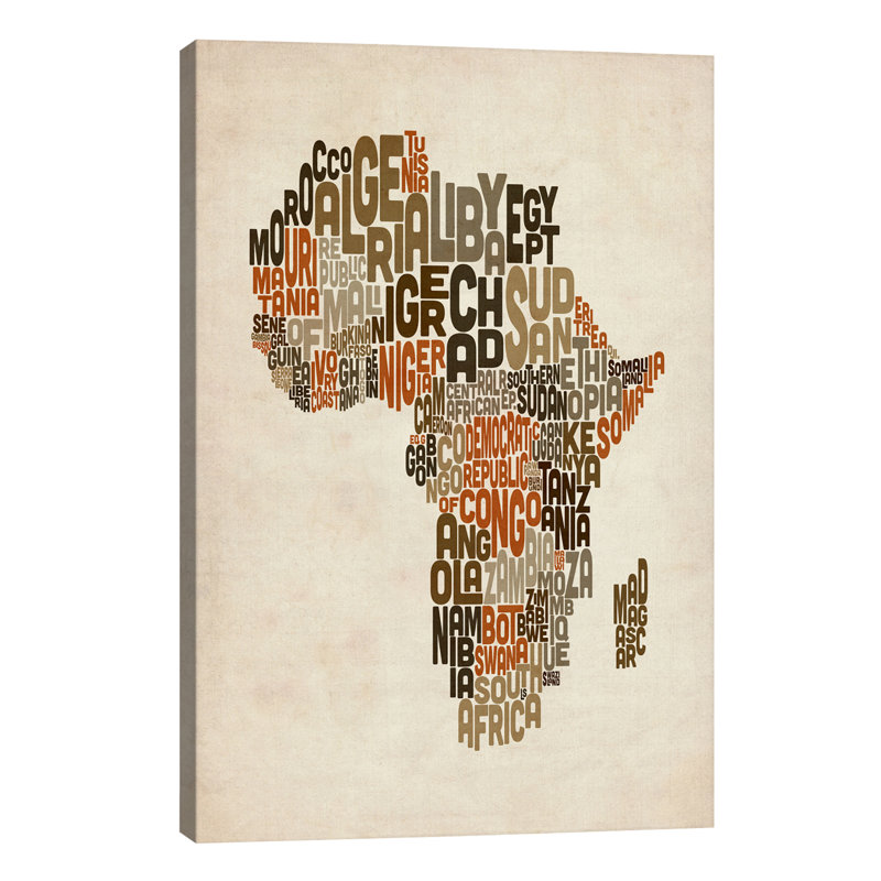 Map Of Africa by Michael Tompsett - Print on Canvas, 66.04 cm H x 45.72 cm W x 1.91 cm D, No Frame