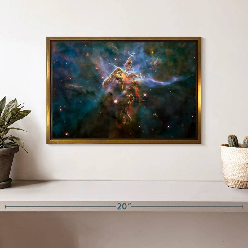 Carina Nebula Mystic Mountain, Cadre flottant doré, 13 po x 9 po