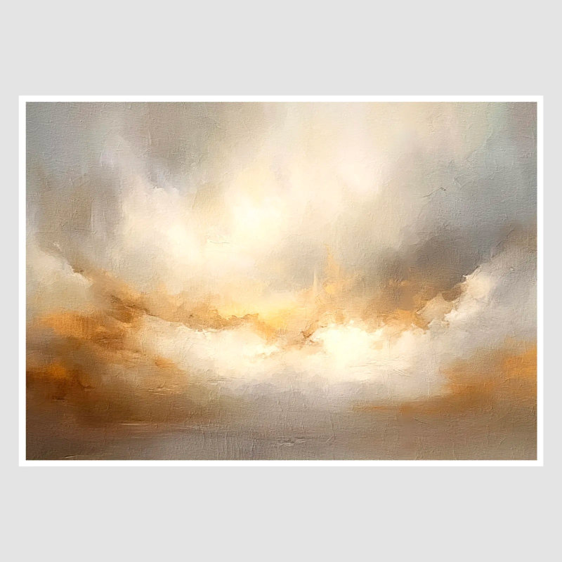 Abstract Golden Glow in Skies Art Print, 30 cm H x 42 cm W