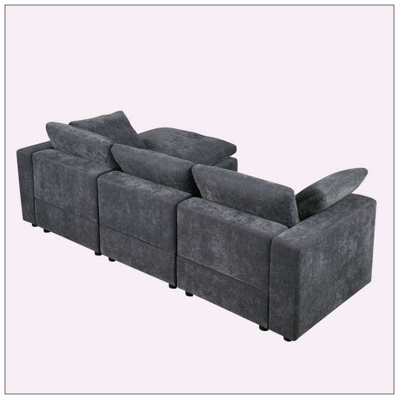 Canapé à accoudoirs carrés C 96, Tissu gris Tchernice