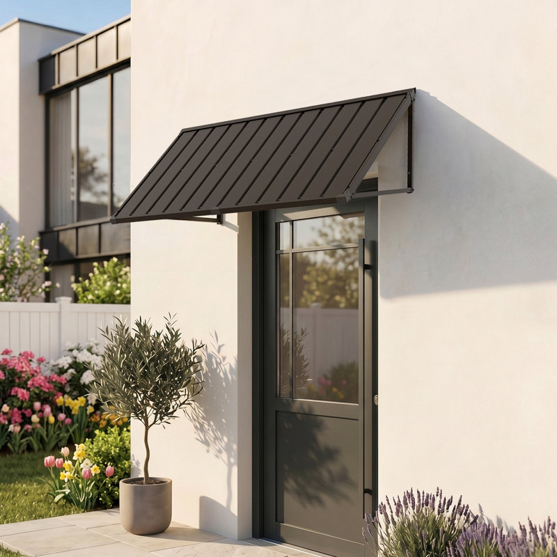 Powder-coated Metal Frame Standing Seam Fixed Window Awning All Weather Protection Door Canopy for Entrance, Windows, Porches, Balconies