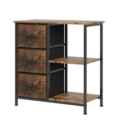 Classeur rustique en tissu à 3 tiroirs et support pour imprimante Rustic