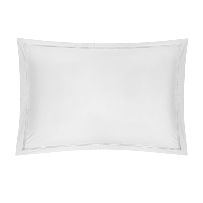 Escada 100% Cotton Percale Shams, white/ silver, King
