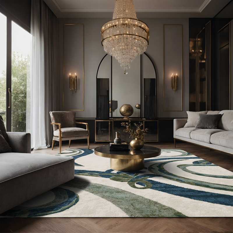 Tapis gris soyeux et moelleux, Rectangle 7 pi x 9 pi