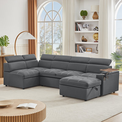 Fabric Sectional Sofa With Storage Ottoman