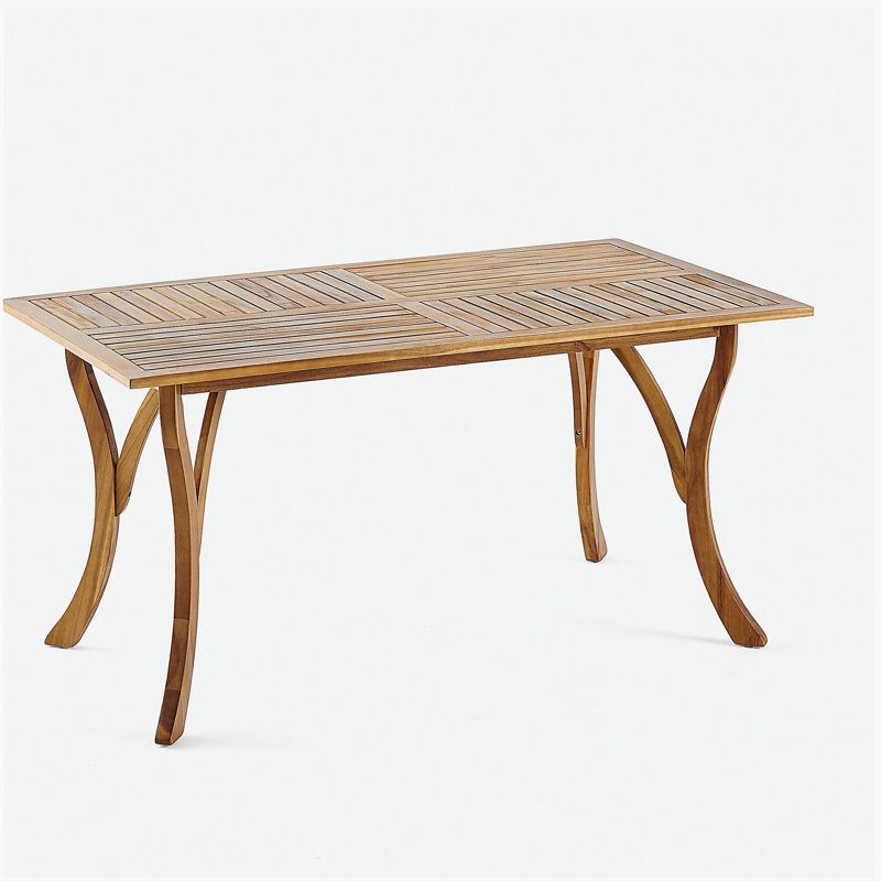 Table de salle à manger d'extérieur rectangulaire en bois massif 59 pouces, finition teck, Naturel