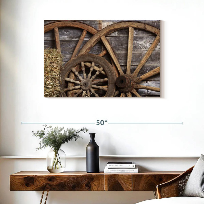 Mehar Old Cart Wheels, 24" H x 36" W