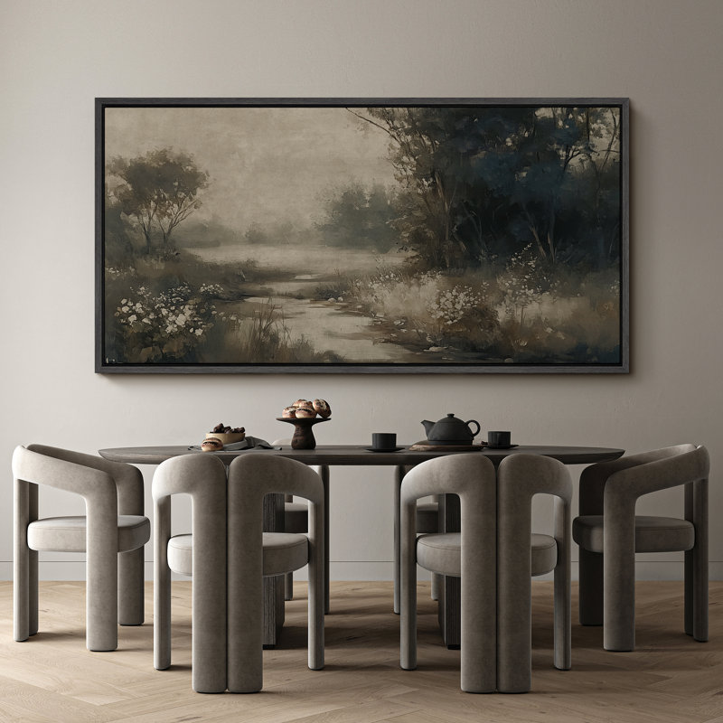 «Moody Dark Green Forest», art mural paysage rustique, impression numérique sur toile, art numérique, Noir, noir, noir, noir