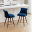 Ensemble de 2 tabourets de comptoir capitonnés avec garniture cloutée - bleu-2112068658