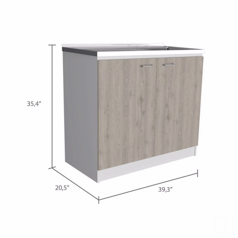 Rectangle 2-Door Utility Sink And Cabinet, 35.4" H x 39.3" W x 20.5" D, White
