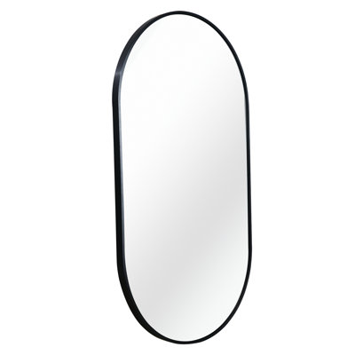 Miroir ovale de 20 x 33 pouces avec cadre en alliage d'aluminium de haute qualité et protection incassable, convient aux espaces de vie contemporains Verre de 20 x 33 pouces en métal de 4 mm, livré avec la quincaillerie d'installation