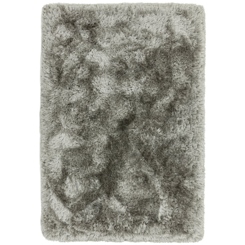 Plush Deep Pile Shaggy Silver Rug, Rectangle 70 x 140cm