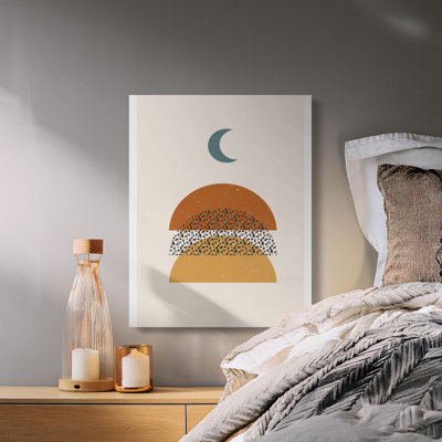 Abstract Moon Canvas Wall Art, Boho Geometric Print, Gallery Wrapped Canvas, Modern Art, Ready to Hang, Archival Inks, Statement Piece