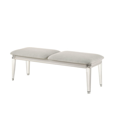 Élégant banc de siège bouclé gris - Mousse rembourrée en mousse de 54 po de largeur avec pieds en tissu d'ameublement en acrylique