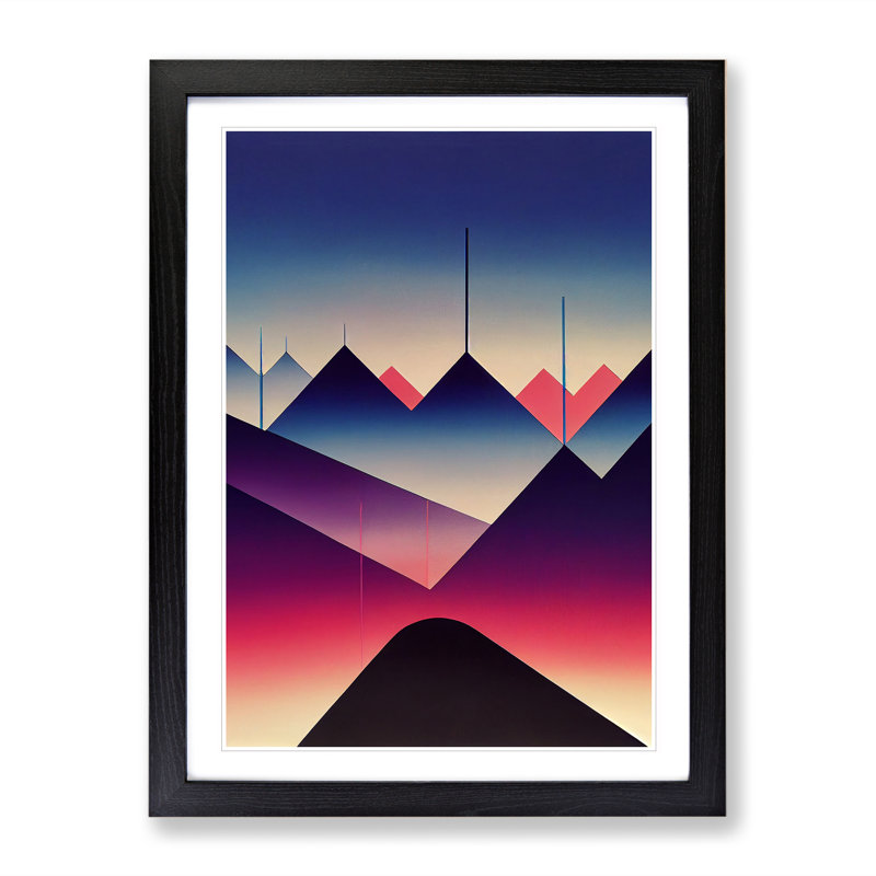 Triangular Architecture Abstract - Single Picture Frame Print, Black , 64cm H x 46cm W x 2cm D