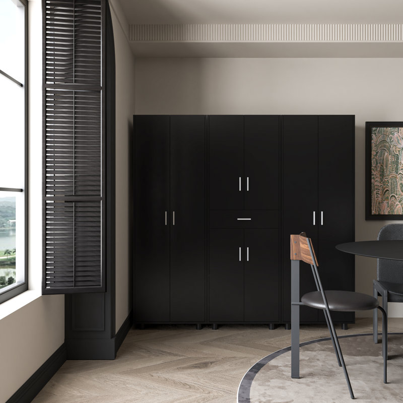 3 Pieces Garage Storage Cabinet System Set, Black