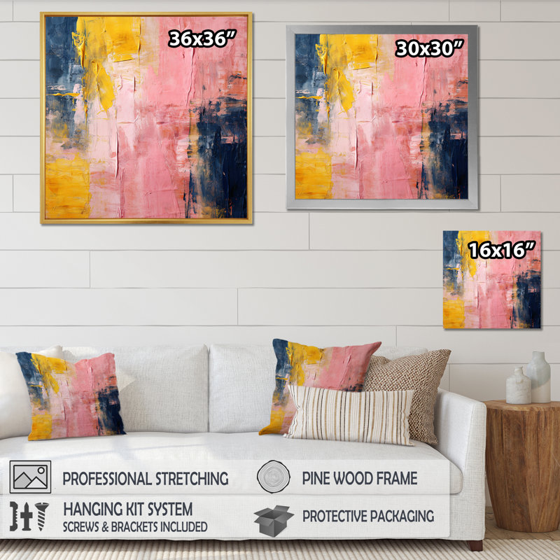 Célébration de la destinée abstraite, or rose, peinture I - reproduction sur toile, H 30 po x l 30 po x P 1 po