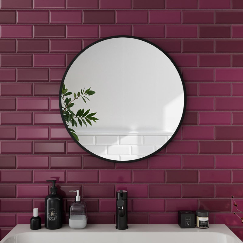 Aluminium Round Mirror, Black, 60cm x 60cm