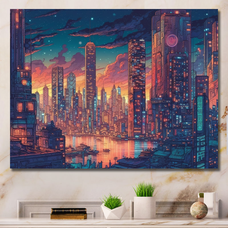 "Blue and Pink Elegance In Expanse", reproduction d'art sur toile, H 12 po x l 20 po x P 1 po, Toile tendue