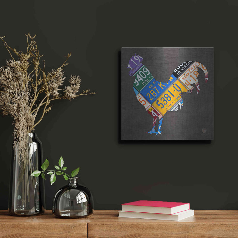 «Luxe Plate Art Rooster» par Design Turnpike, art mural en métal Luxe, H 12 po x l 12 po
