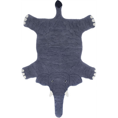 Tapis en velours brodé éléphant Asana
