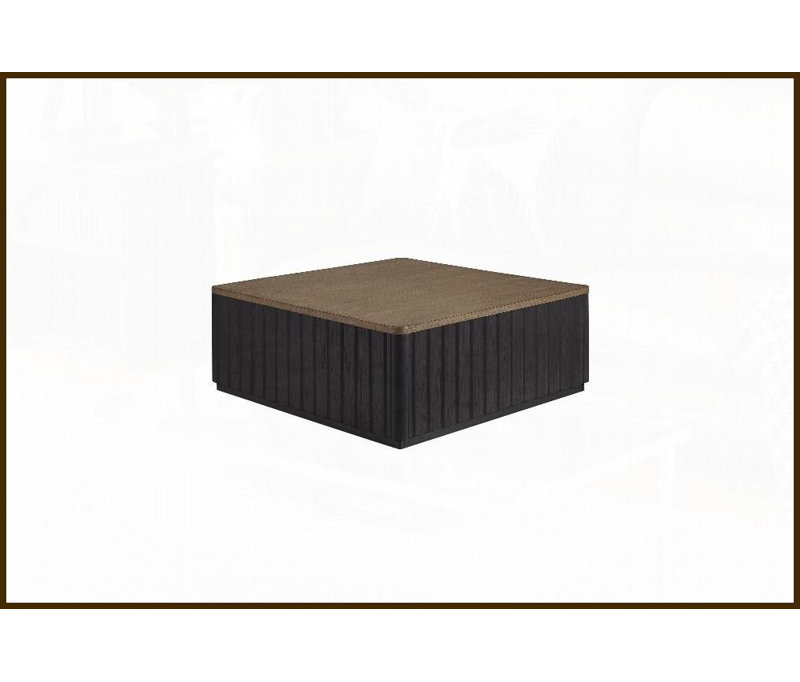 Table basse en placage d'orme à deux tons avec roulettes Modern Modern
