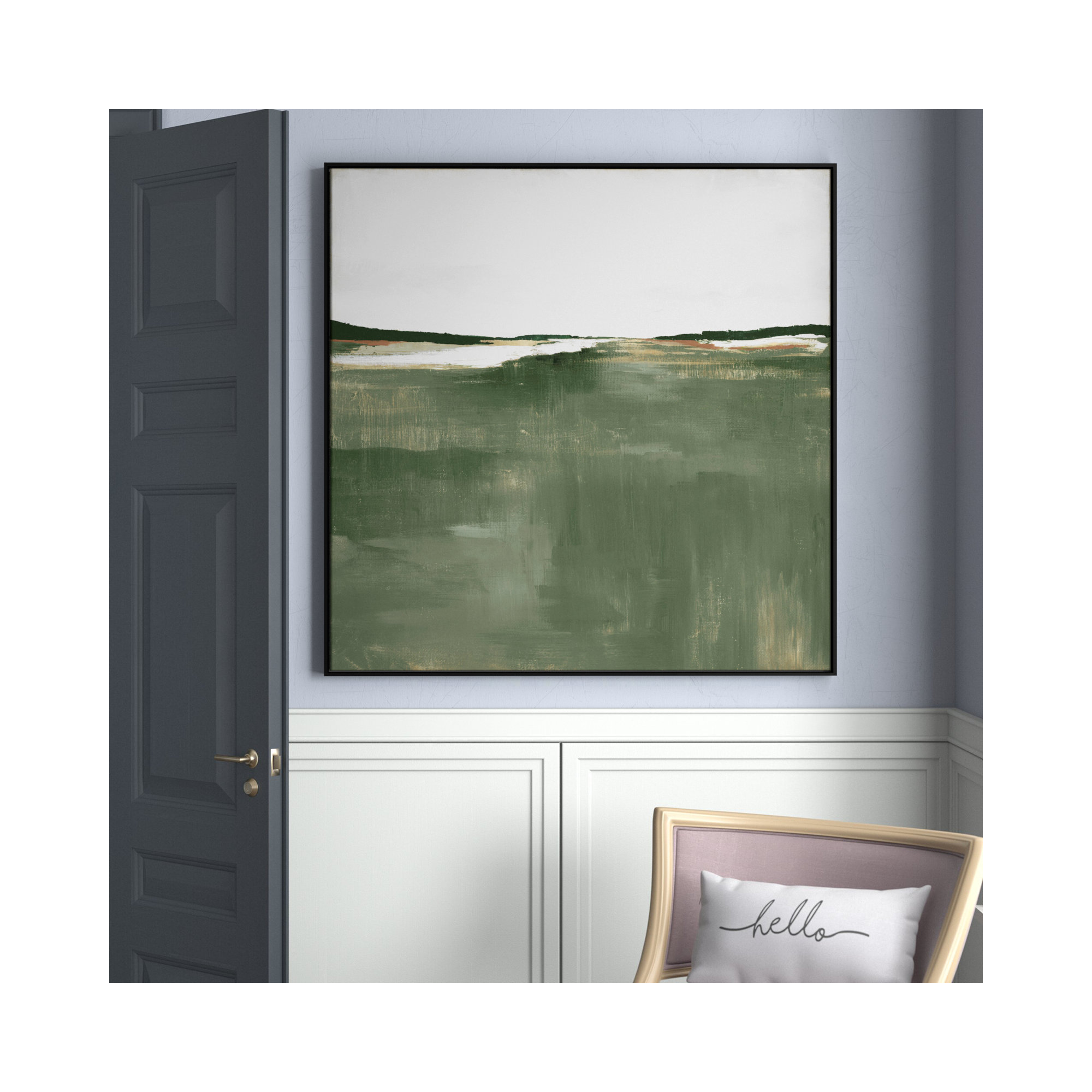 Green Sea by Dauntsey Z - Floater Frame Print on Canvas, Black, 46.5" H x 46.5" W