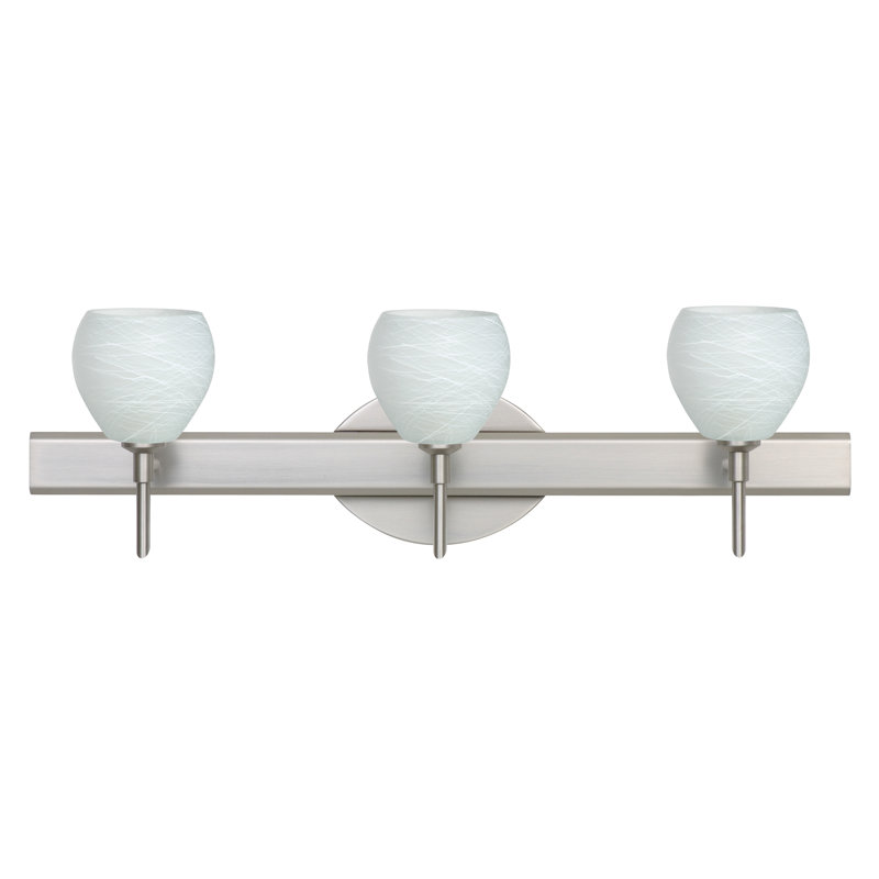 Éclairage pour meuble-lavabo 3 lumières Seguis, Nickel satiné, Opale matte, Incandescent
