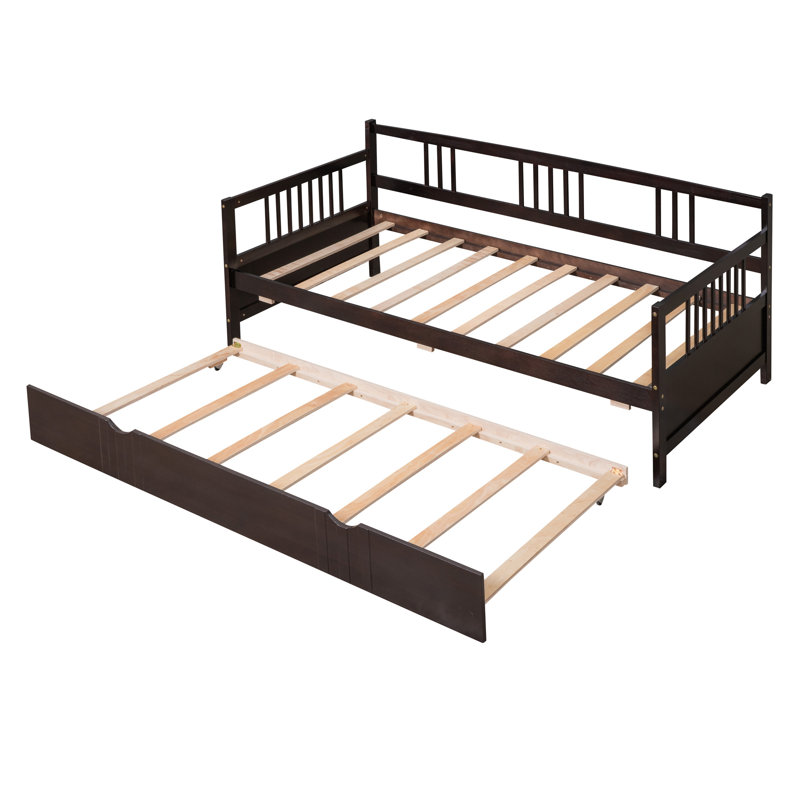 Lit de jour en bois avec couchette, Lit simple, Brun