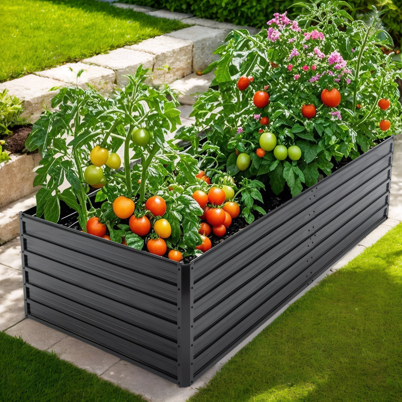 Galvanized Steel Raised Garden Bed - 6x3x1/6x3x2/8x4x2FT Rustproof Planter Box for Vegetables, Flowers, Herbs