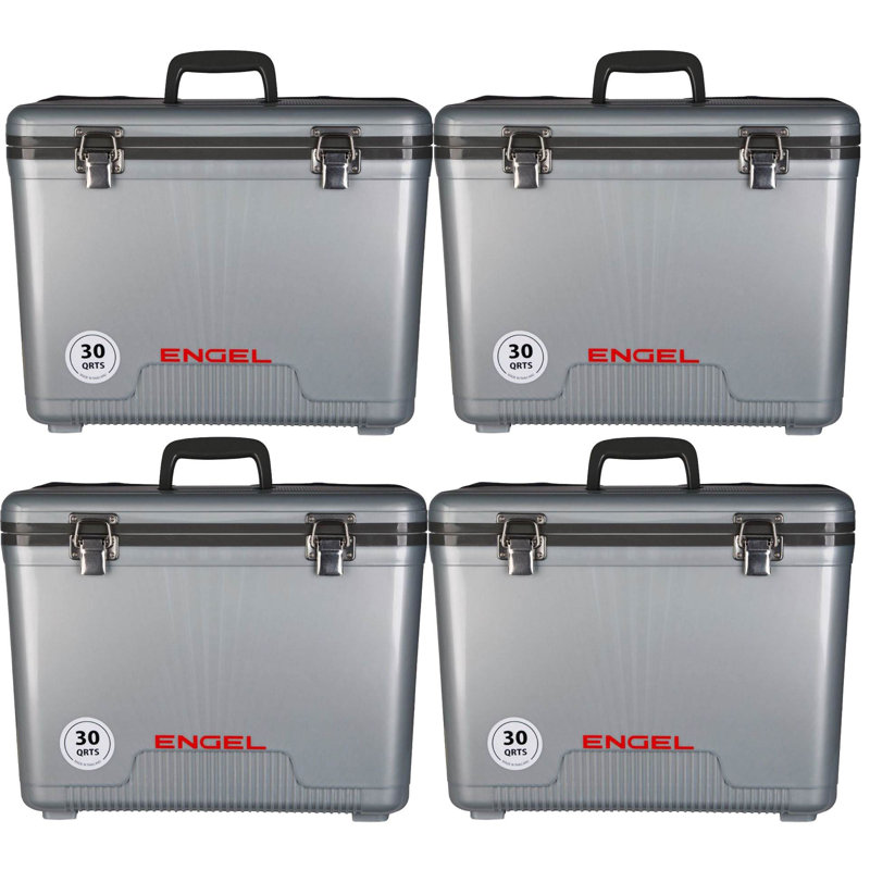 Engel Coolers 30 Qt 48 Can Lightweight Insulated Mobile Cooler Drybox, Silver
