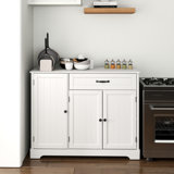 Bayview 33” Kitchen Pantry with 3 Doors, 1 Drawer, Refrigerator-Style Doors, Adjustable Shelves, Standalone Storage Cabinet, Solid and Engineered Wood, Multiple Finish Options