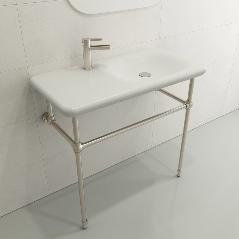 Fenice 35.6'' L Bathroom Sink, Matte White