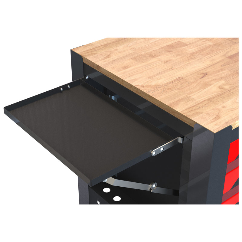 Chariot à outils robuste à 4 tiroirs avec roulettes et plateau en bois - Tablette réglable, vaste option d'organisation d'atelier