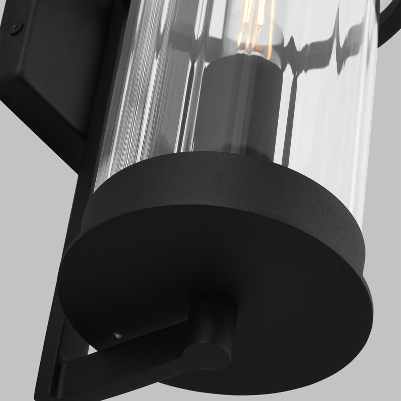 Alcona 1 - Light Outdoor Armed Sconce, 18" H x 6.13" W x 6.13" D, Black