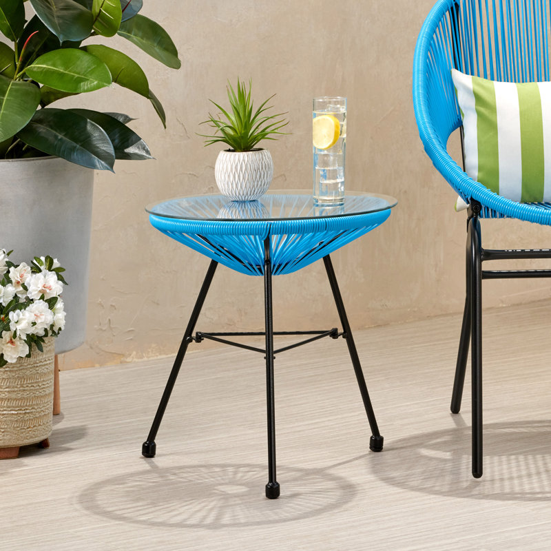 Table d'appoint d'extérieur pour patio, Bleu