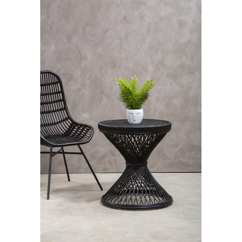 Bourbeau Rattan Accent Stool, Black