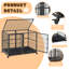 Chenil en métal robuste pour chiens de grande taille - conception indestructible, portes doubles, cloison, plateau amovible, roues et bols d'alimentation - 42 po