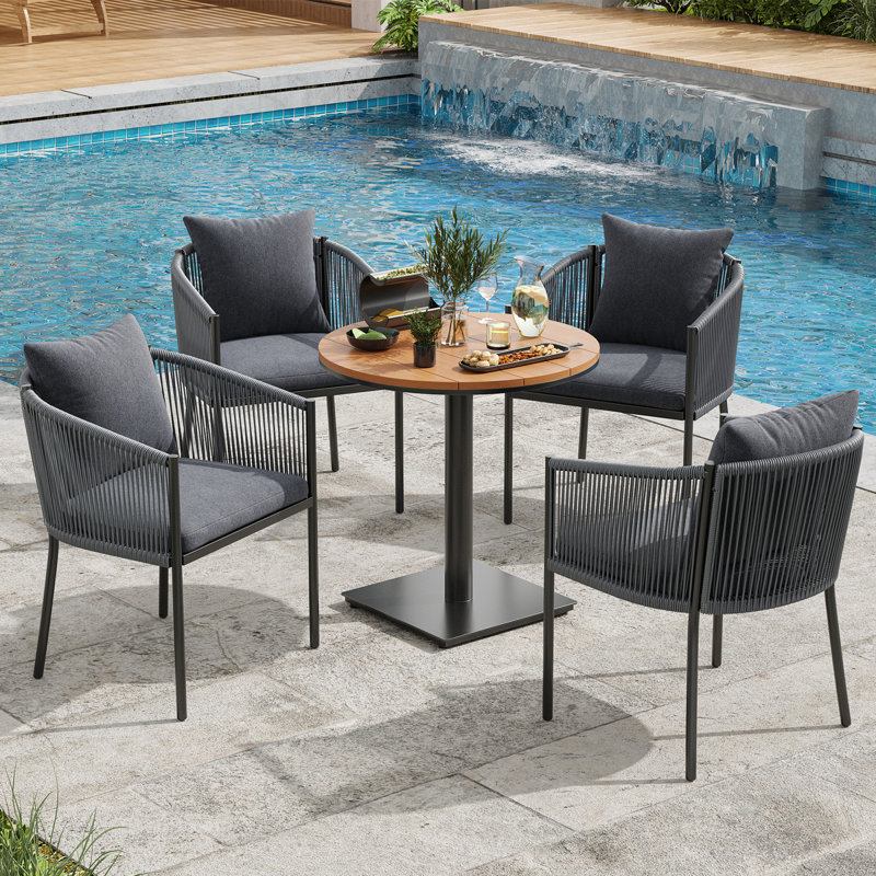 Chaises de patio en métal durable, osier en rotin gris, confort extérieur