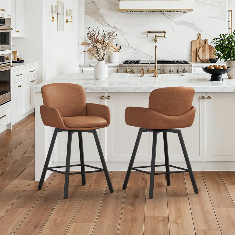 Tabouret de bar Nicola , Nouveau brun / similicuir
