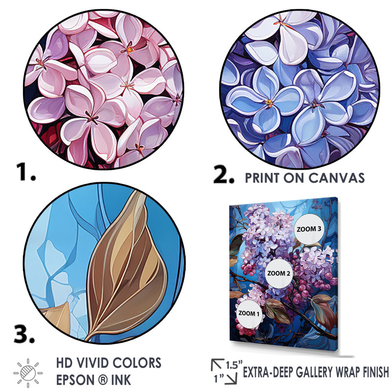 Lilacs Flow Grace II, reproduction d'art sur toile, H 32 po x l 24 po x P 1 po, Cadre flottant noir