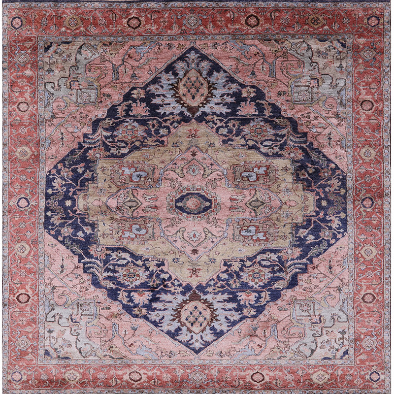 Tapis brun / bleu, Carré 6 pi
