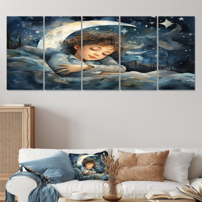 Childs Moonlight Nursery III - Nursery 5 Piece Wall Art Set