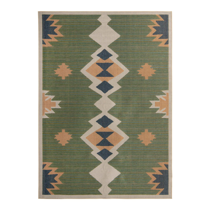 Tapis d'intérieur / extérieur vert Lauryn, Rectangle 9 pi x 12 pi