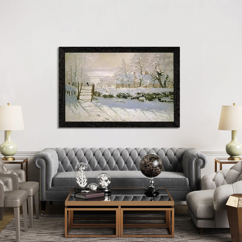 The Magpie, 1869 by Claude Monet - Wrapped Canvas Painting, 152.5 cm H x 101.5 cm W, Black Framed