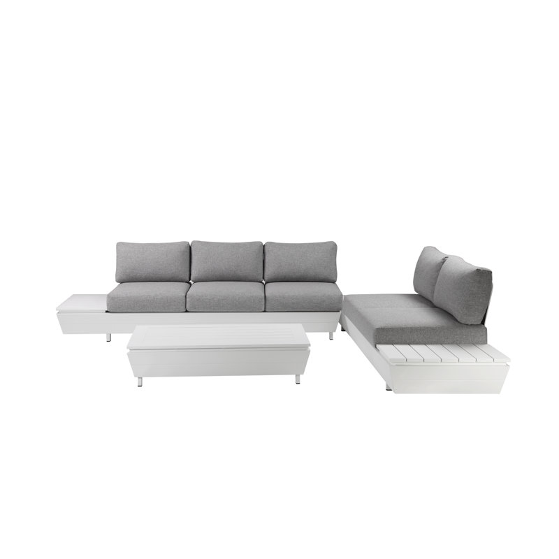 Yacht 3 Piece Outdoor Sectional Grey, Gray